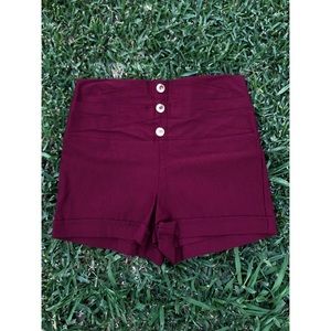 Charlotte Russe Burgundy High Waisted Shorts